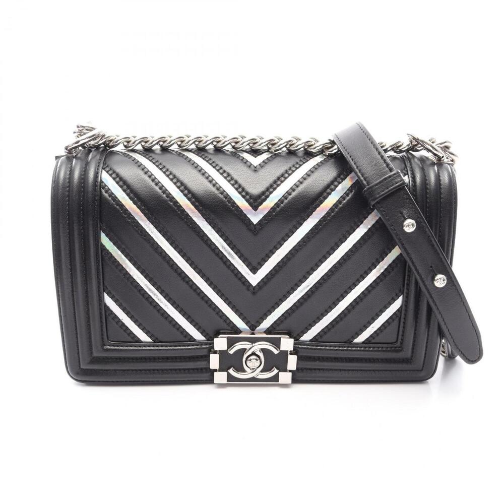 Chanel Boy Chevron V-stitch Hologram Shoulder Bag/Handbag, Lambskin Leather, ...